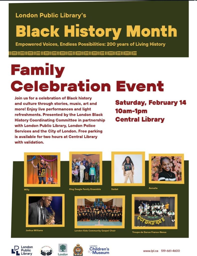 London Public Library’s Black History Month Empowered Voices, Endless Possibilities: 200 years of Living History